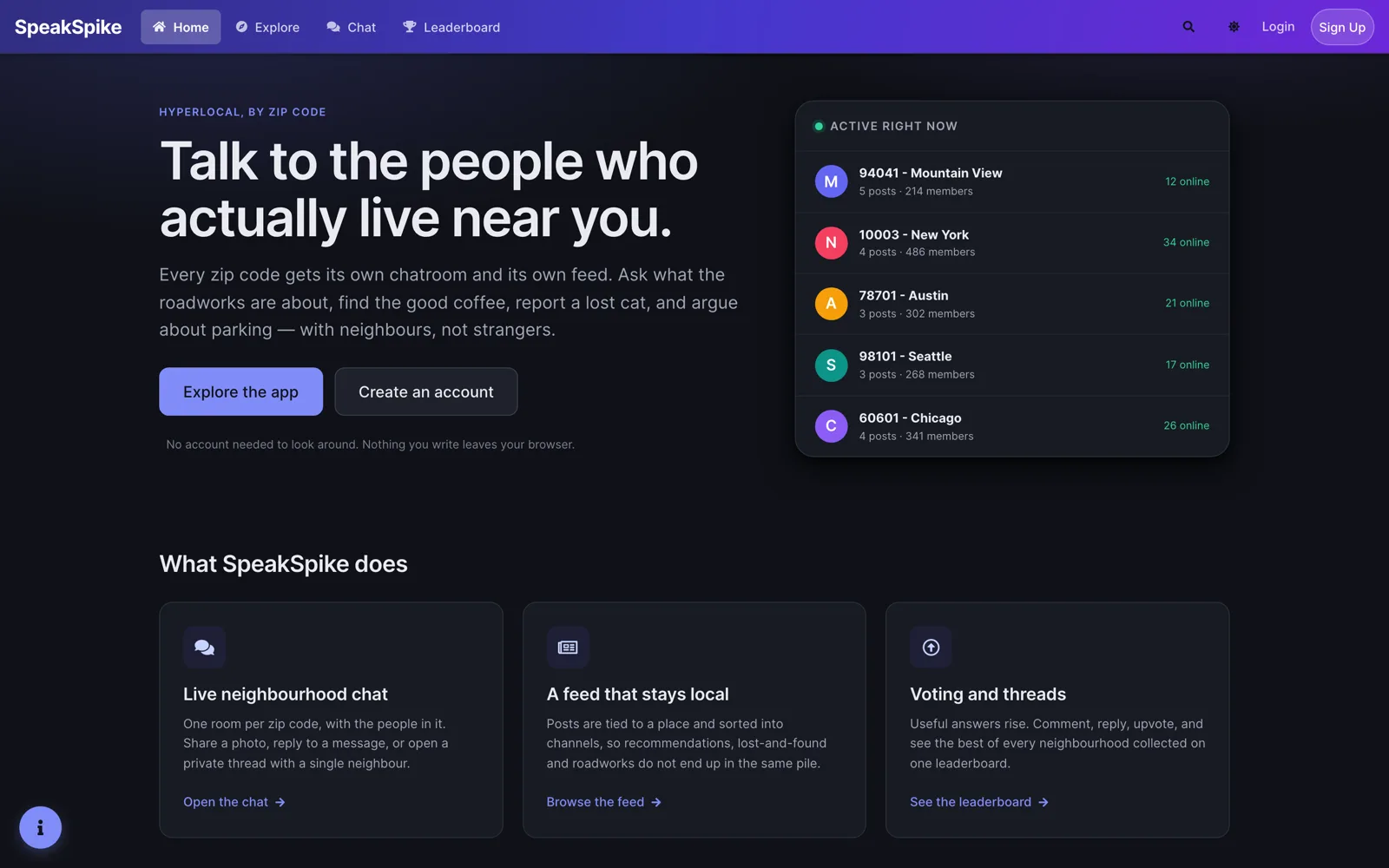 Screenshot of SpeakSpike